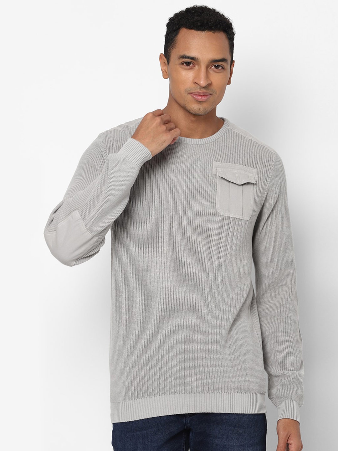 

Allen Solly Sport Men Grey Ribbed Cotton Pullover Sweaters