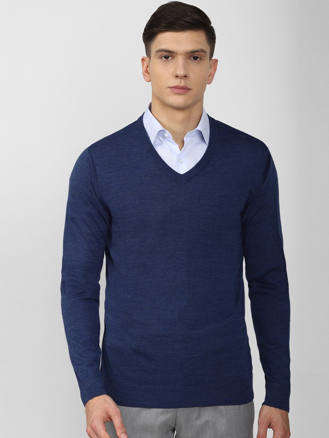 

Van Heusen Men Navy Blue Solid Pullover