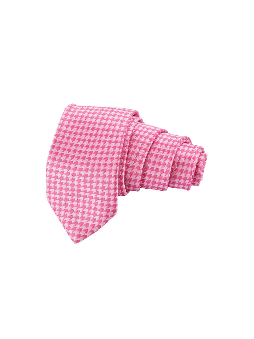 

Alvaro Castagnino Men Pink & White Checked Skinny Tie