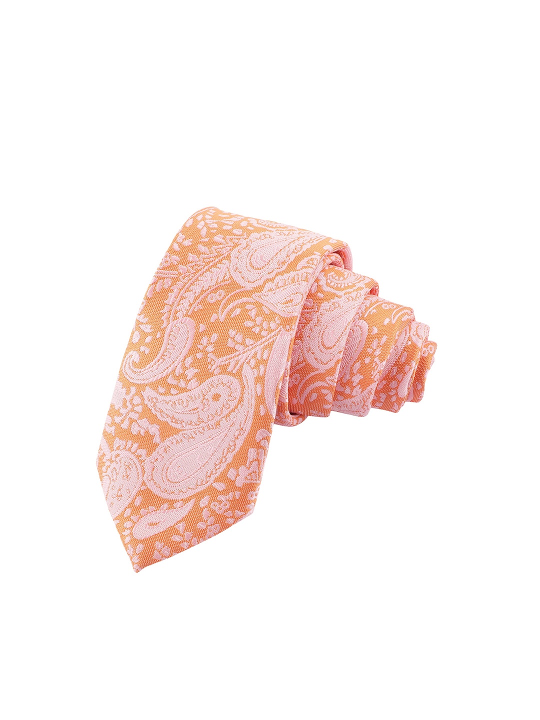 

Alvaro Castagnino Men Orange & Pink Woven Design Skinny Tie