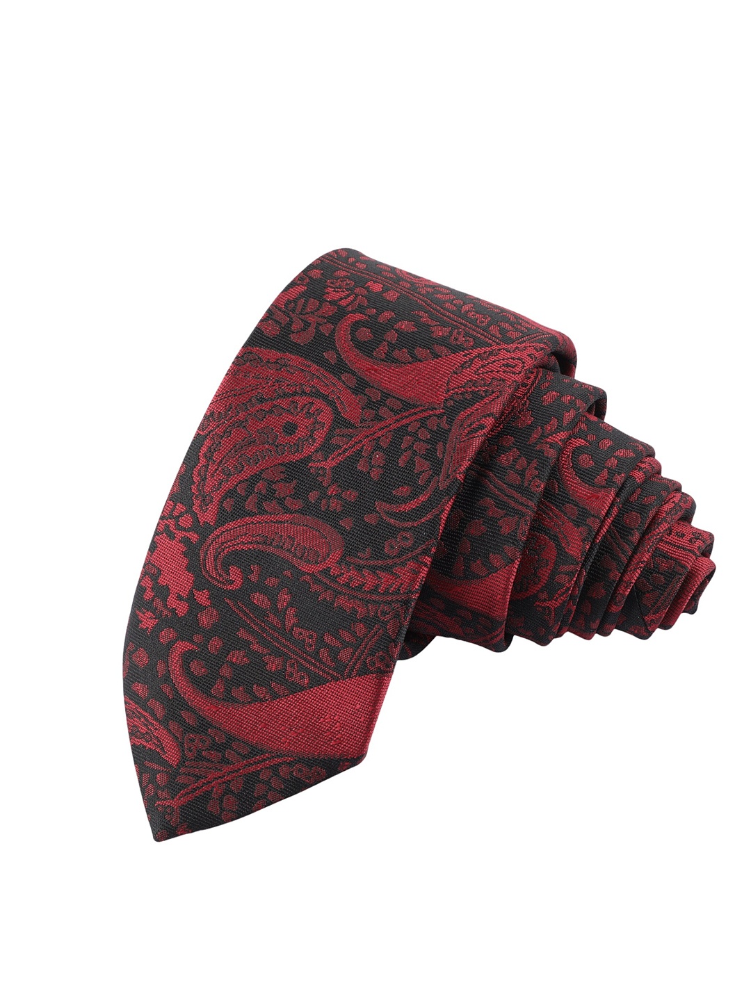 

Alvaro Castagnino Men Red & Black Woven Design Skinny Tie
