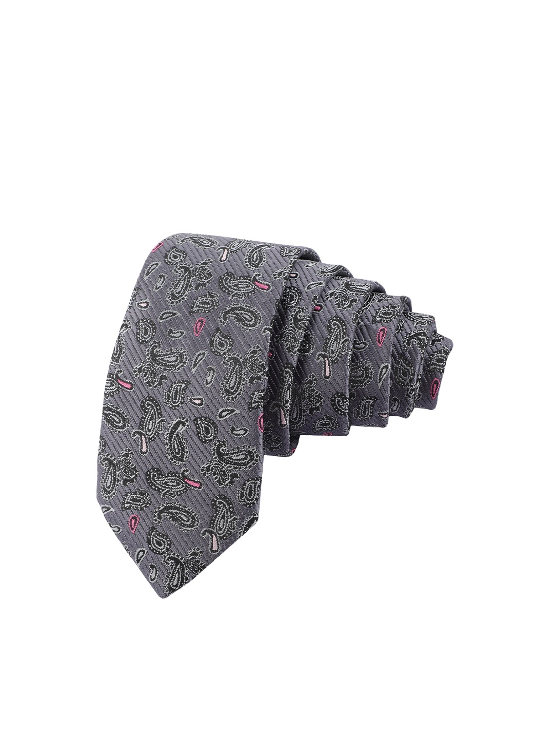 

Alvaro Castagnino Men Grey Woven Design Skinny Tie