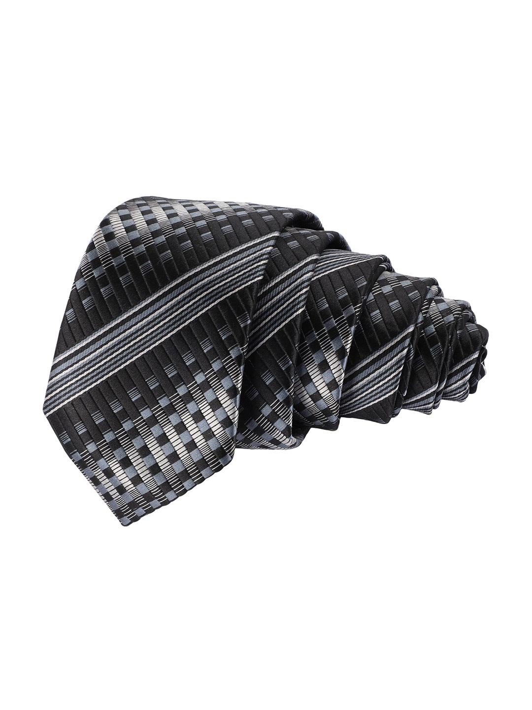 

Alvaro Castagnino Men Grey & White Woven Design Skinny Tie