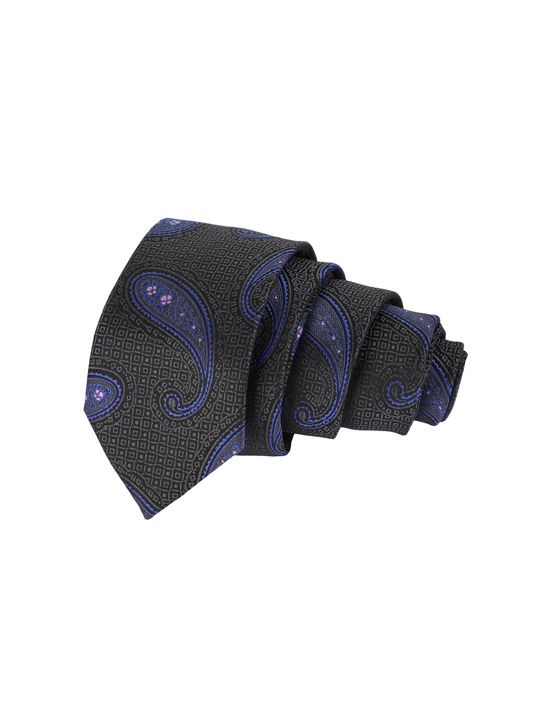 

Alvaro Castagnino Men Black & Blue Woven Design Skinny Tie