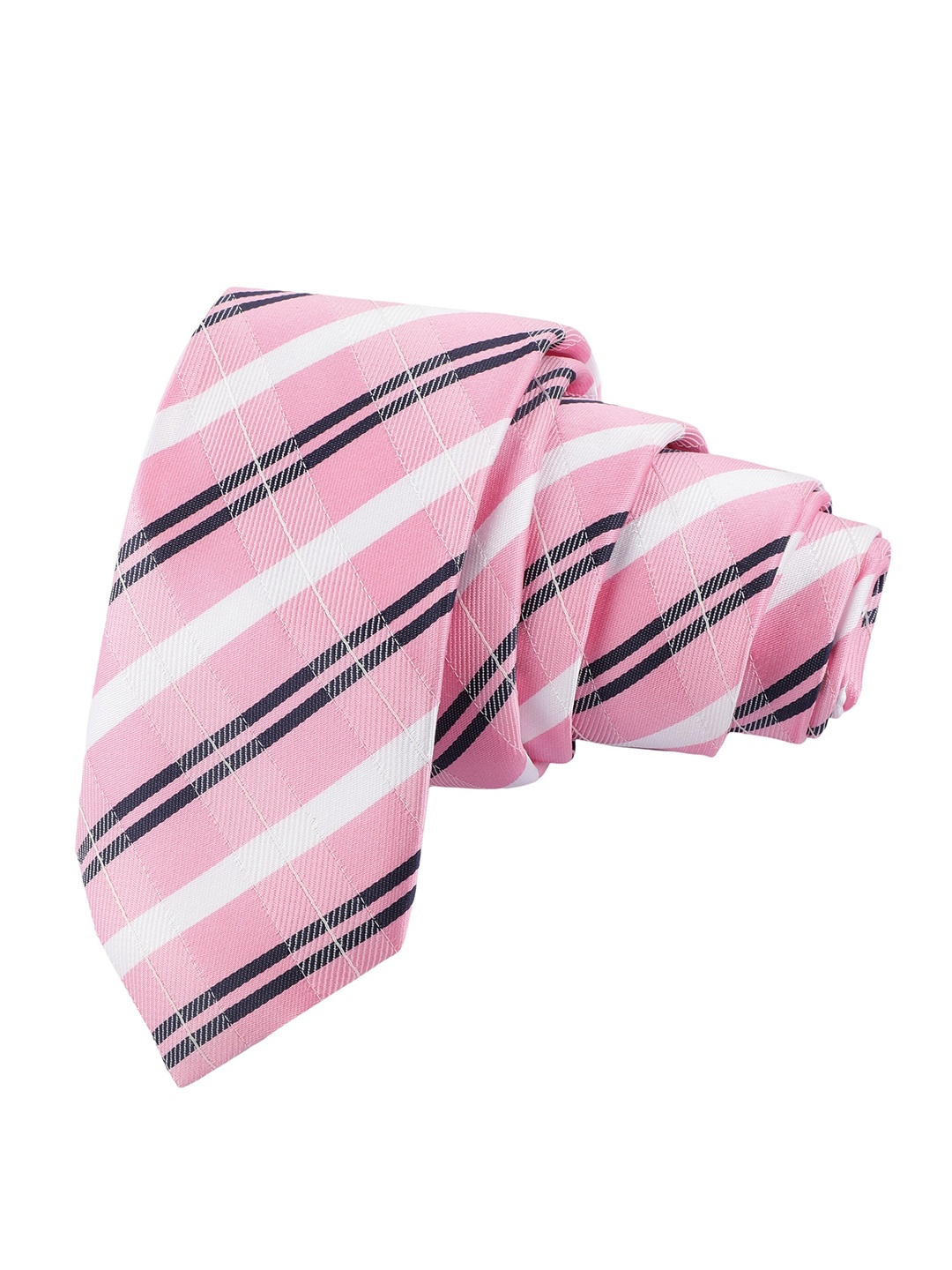 

Alvaro Castagnino Men Pink & White Striped Skinny Tie