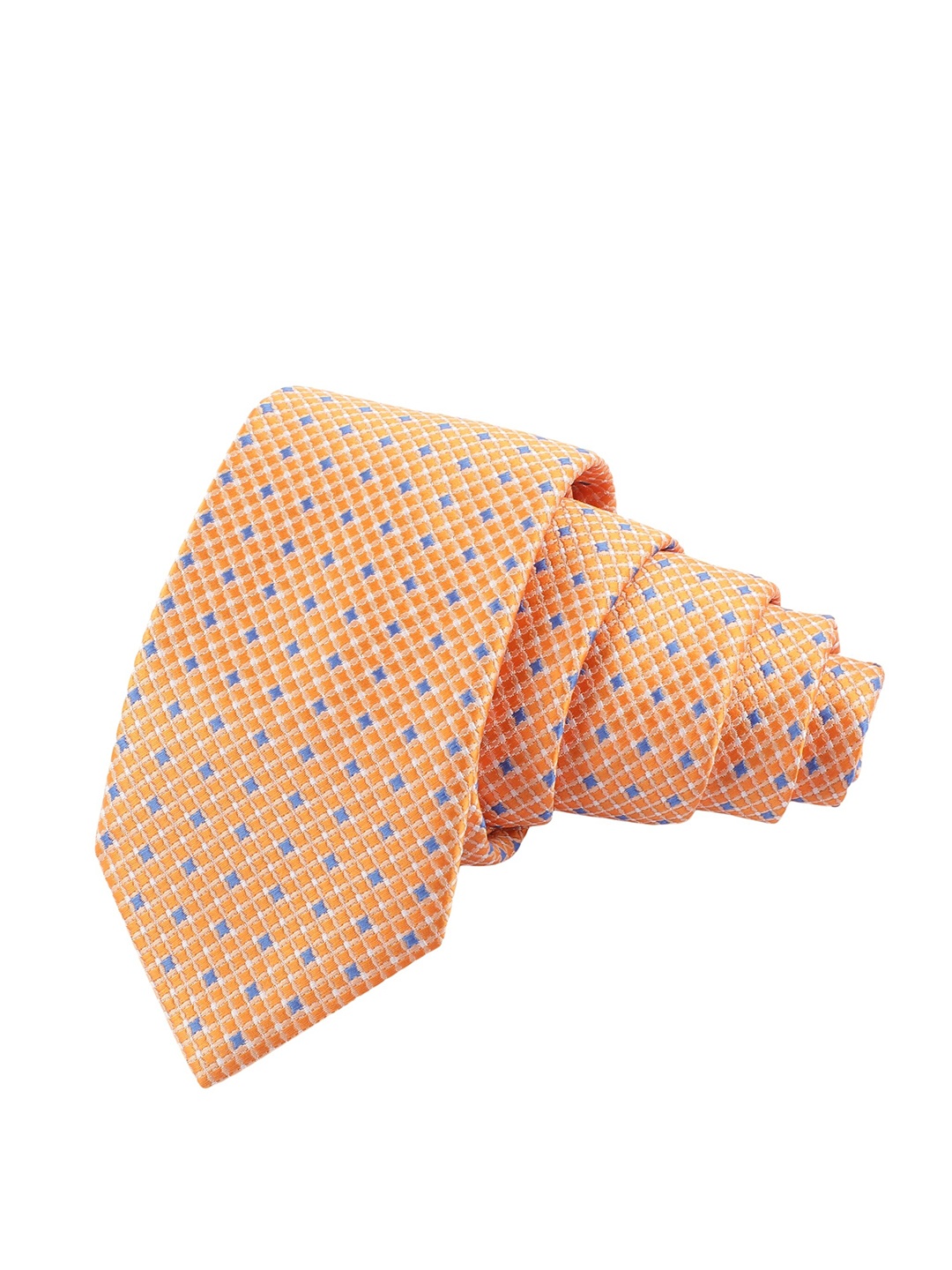 

Alvaro Castagnino Men Orange & Blue Woven Design Skinny Tie