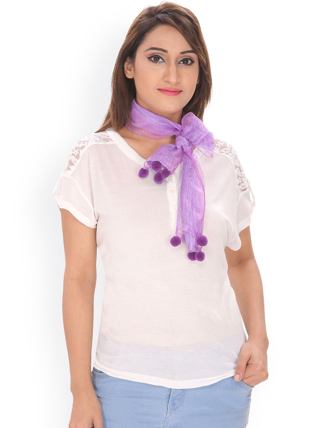 

Anekaant Purple Striped Scarf