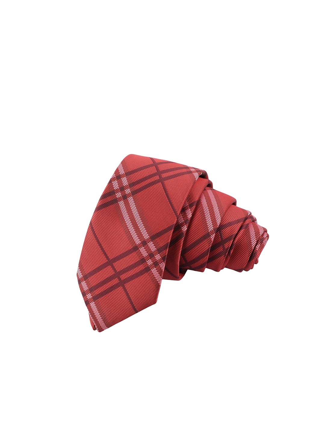 

Alvaro Castagnino Men Red & White Striped Skinny Tie