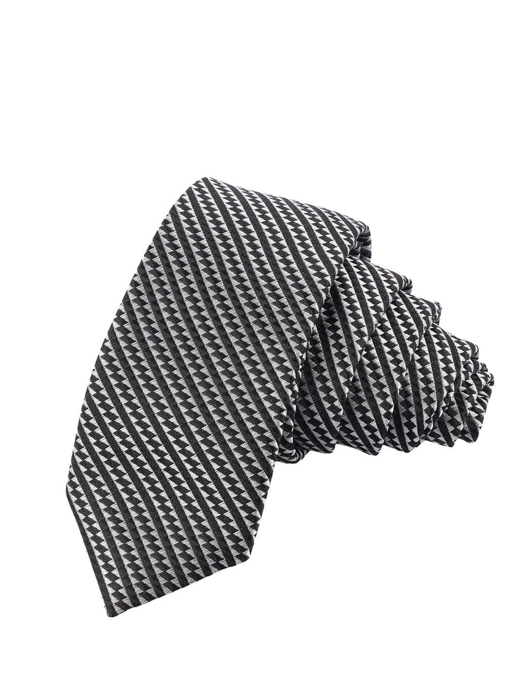 

Alvaro Castagnino Men White & Grey Striped Skinny Tie