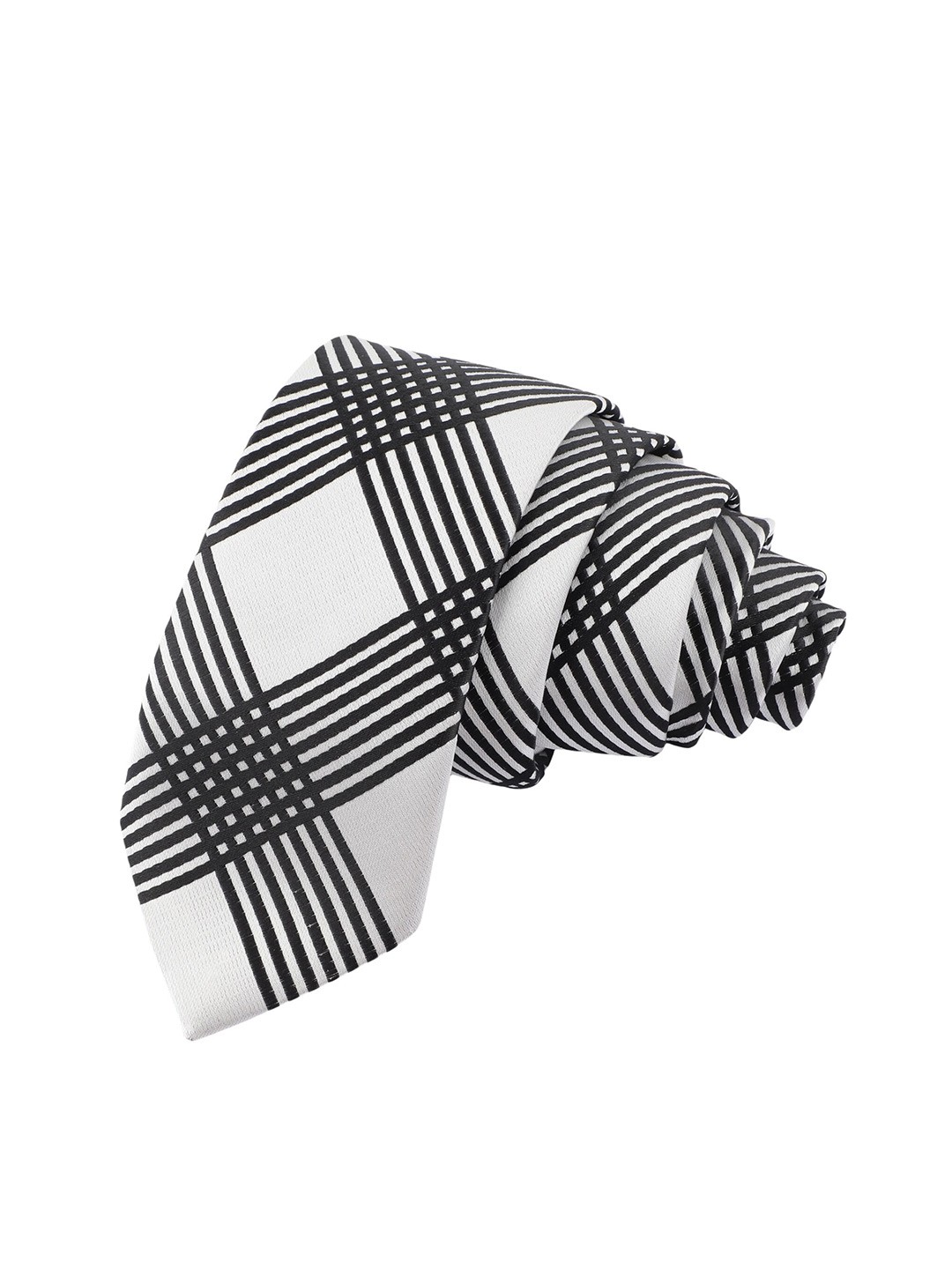 

Alvaro Castagnino Men White & Black Woven Design Skinny Tie