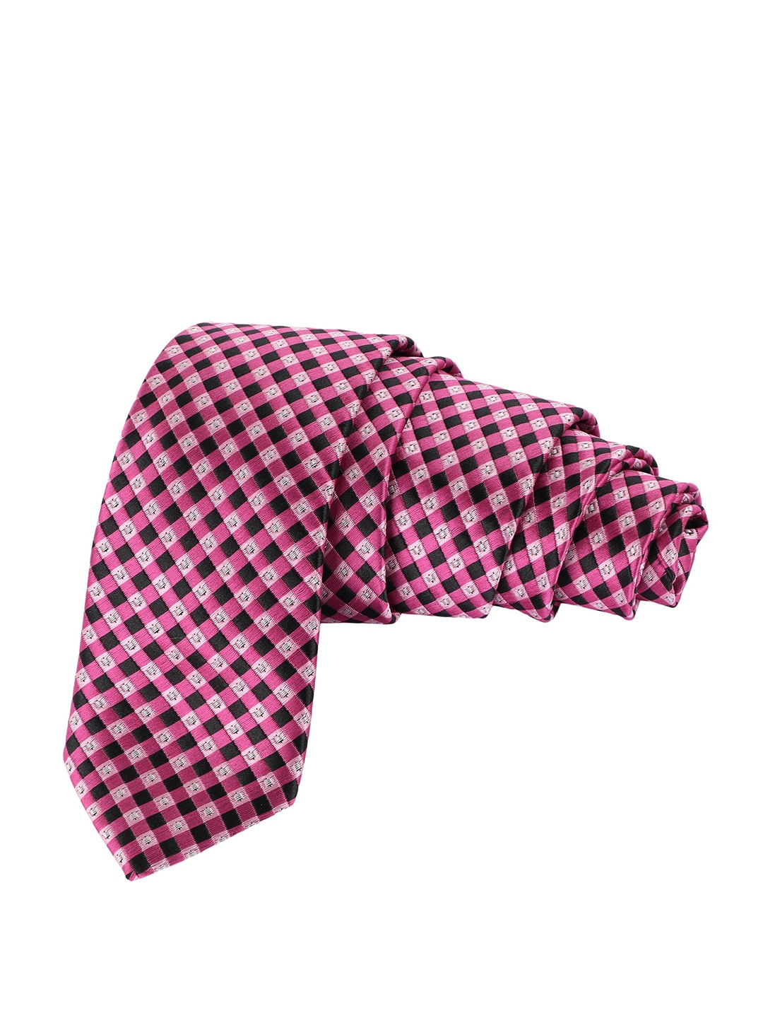 

Alvaro Castagnino Men Pink & Black Checked Broad Tie