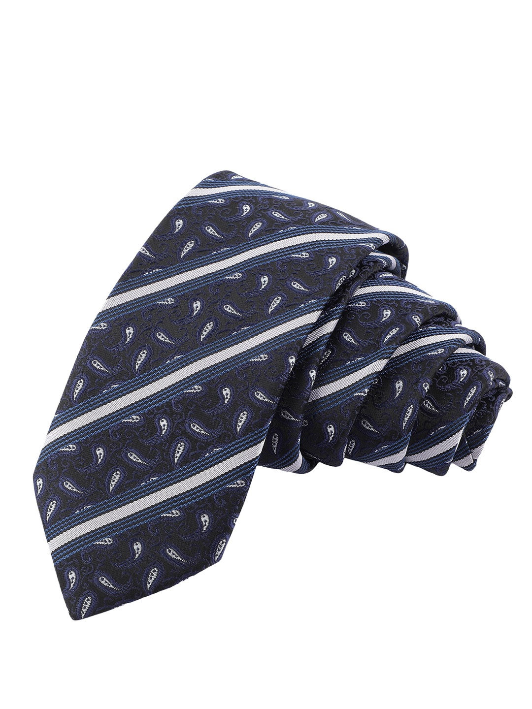 

Alvaro Castagnino Men White & Blue Woven Design Skinny Tie
