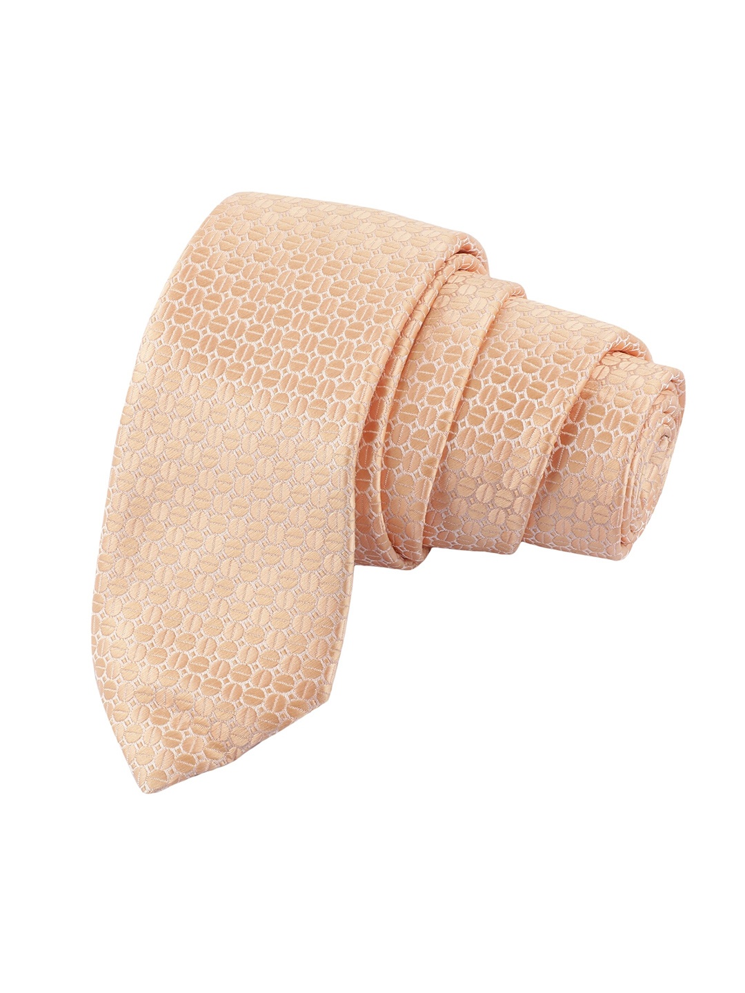 

Alvaro Castagnino Men Peach-Coloured Woven Design Skinny Tie