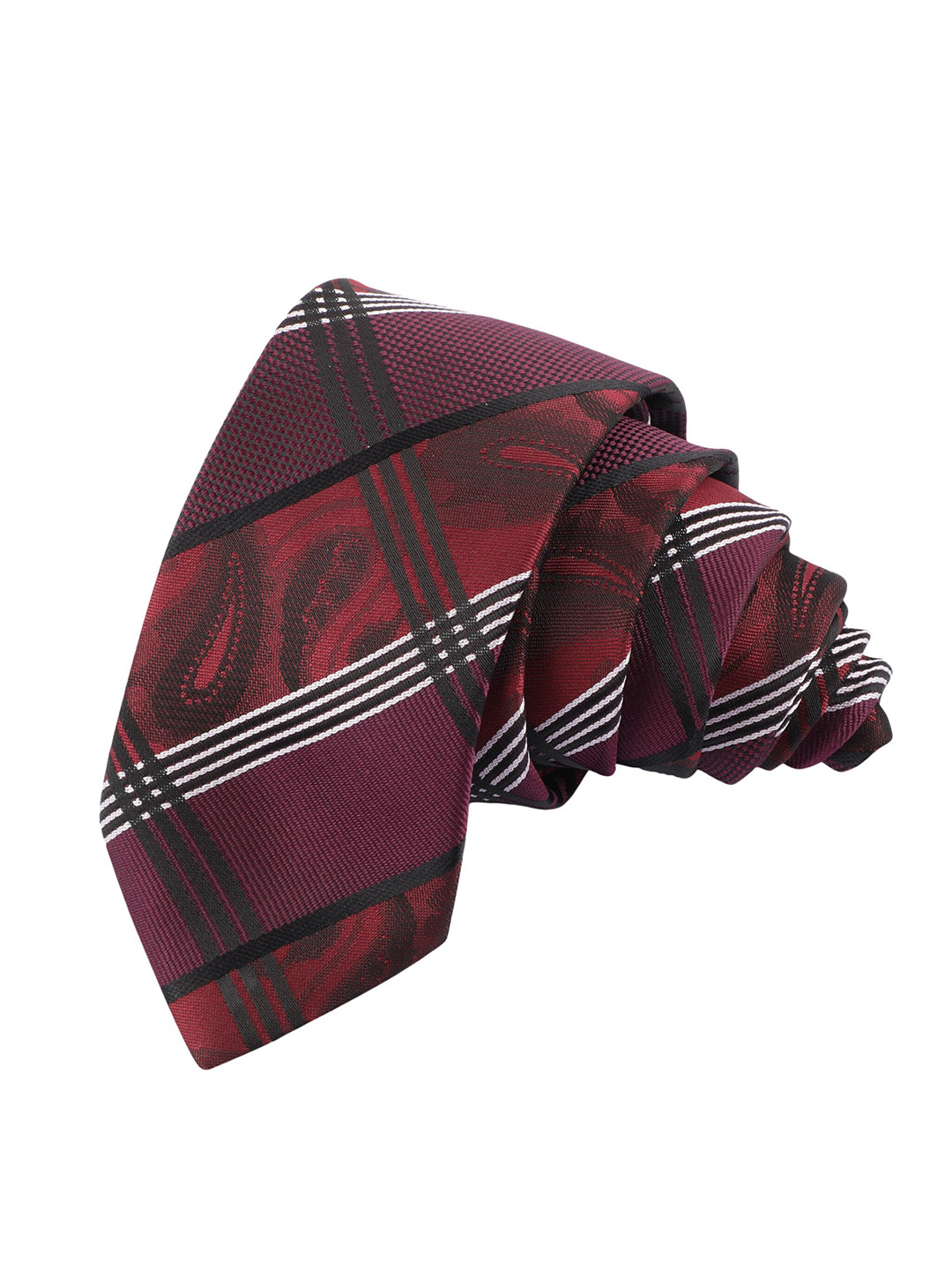 

Alvaro Castagnino Men Maroon & Black Woven Design Skinny Tie