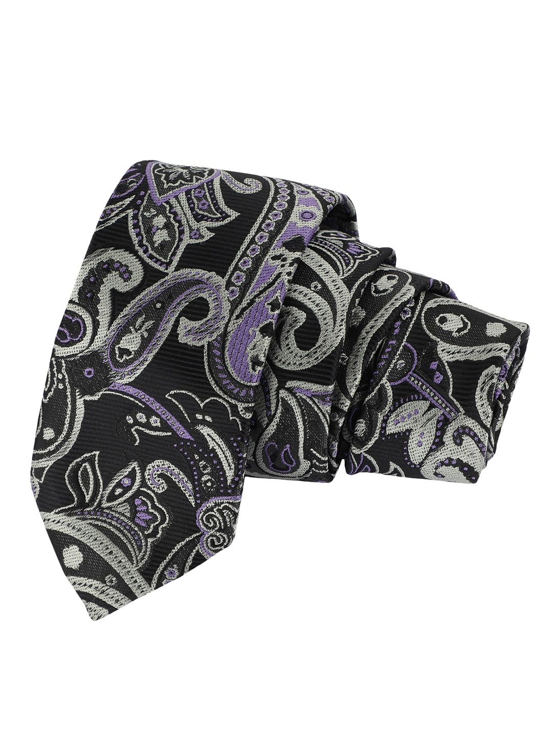 

Alvaro Castagnino Men Black & White Printed Skinny Tie