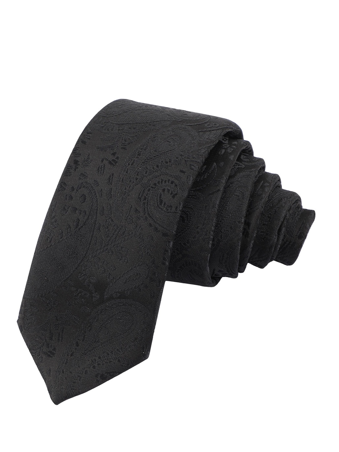 

Alvaro Castagnino Men Black Woven Design Skinny Tie