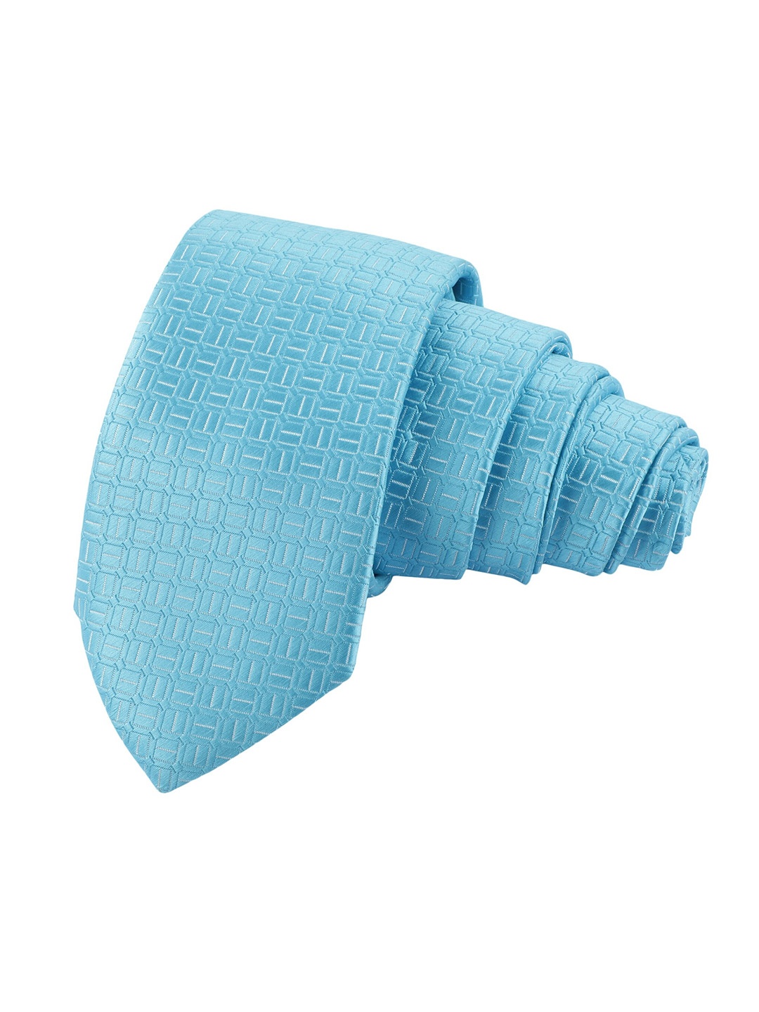 

Alvaro Castagnino Men Turquoise Blue Woven Design Ascot Tie