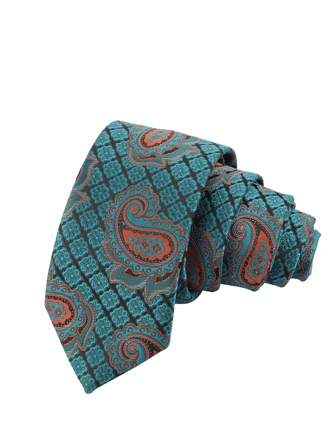 

Alvaro Castagnino Men Green & Brown Woven Design Skinny Tie
