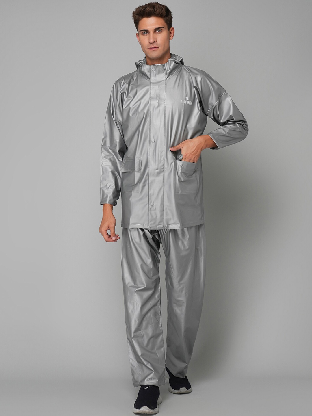 

THE CLOWNFISH Oceanic Pro Grey Solid Waterproof Rain Suit