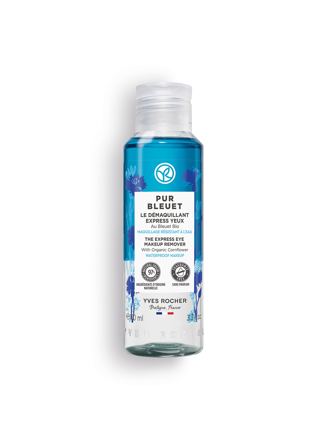 

YVES ROCHER Pur Bleuet The Express Eye Makeup Remover with Cornflower - 100 ml, Blue
