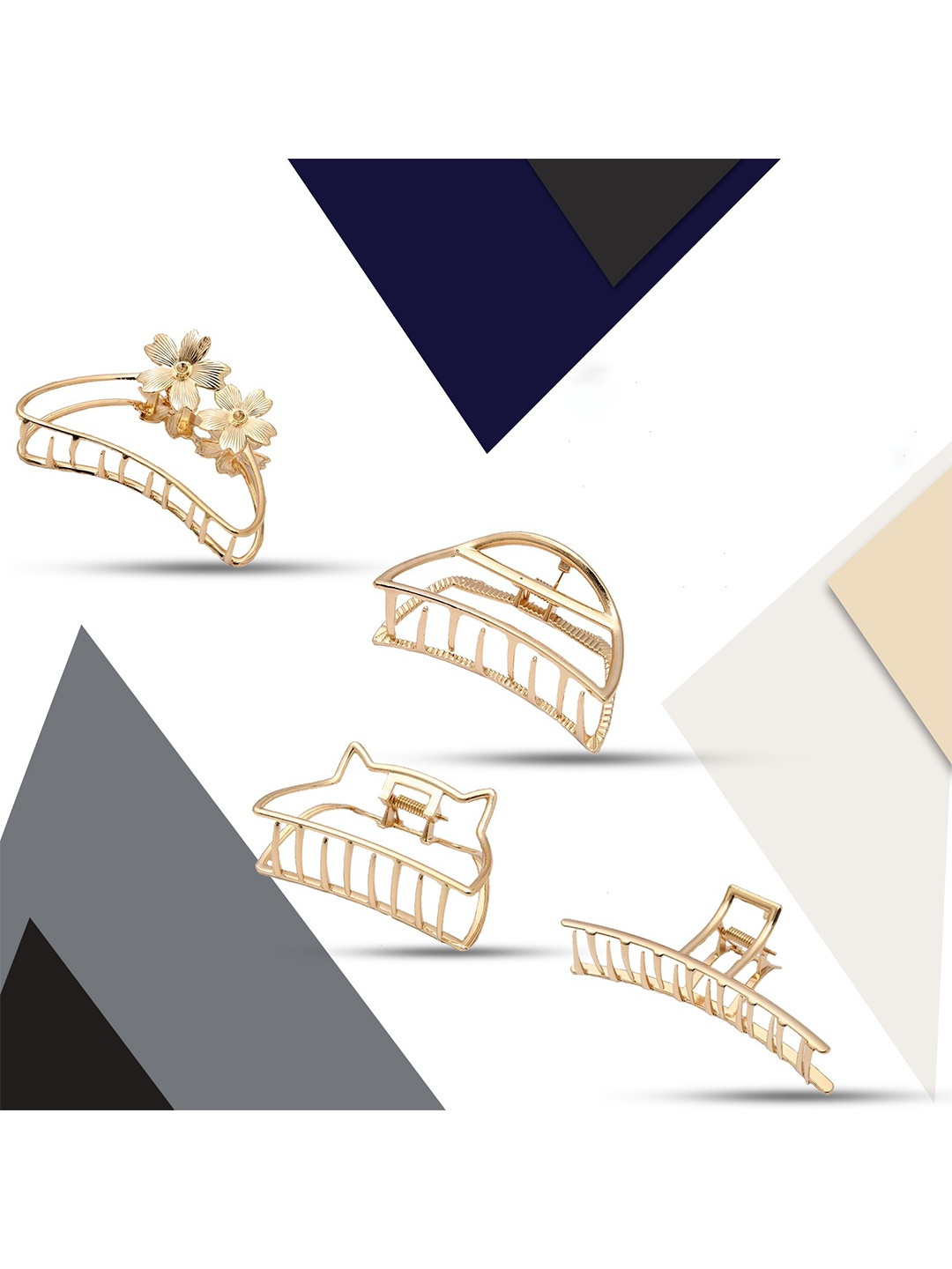 

Krelin Women Gold-Toned Set of 4 Claw Clips