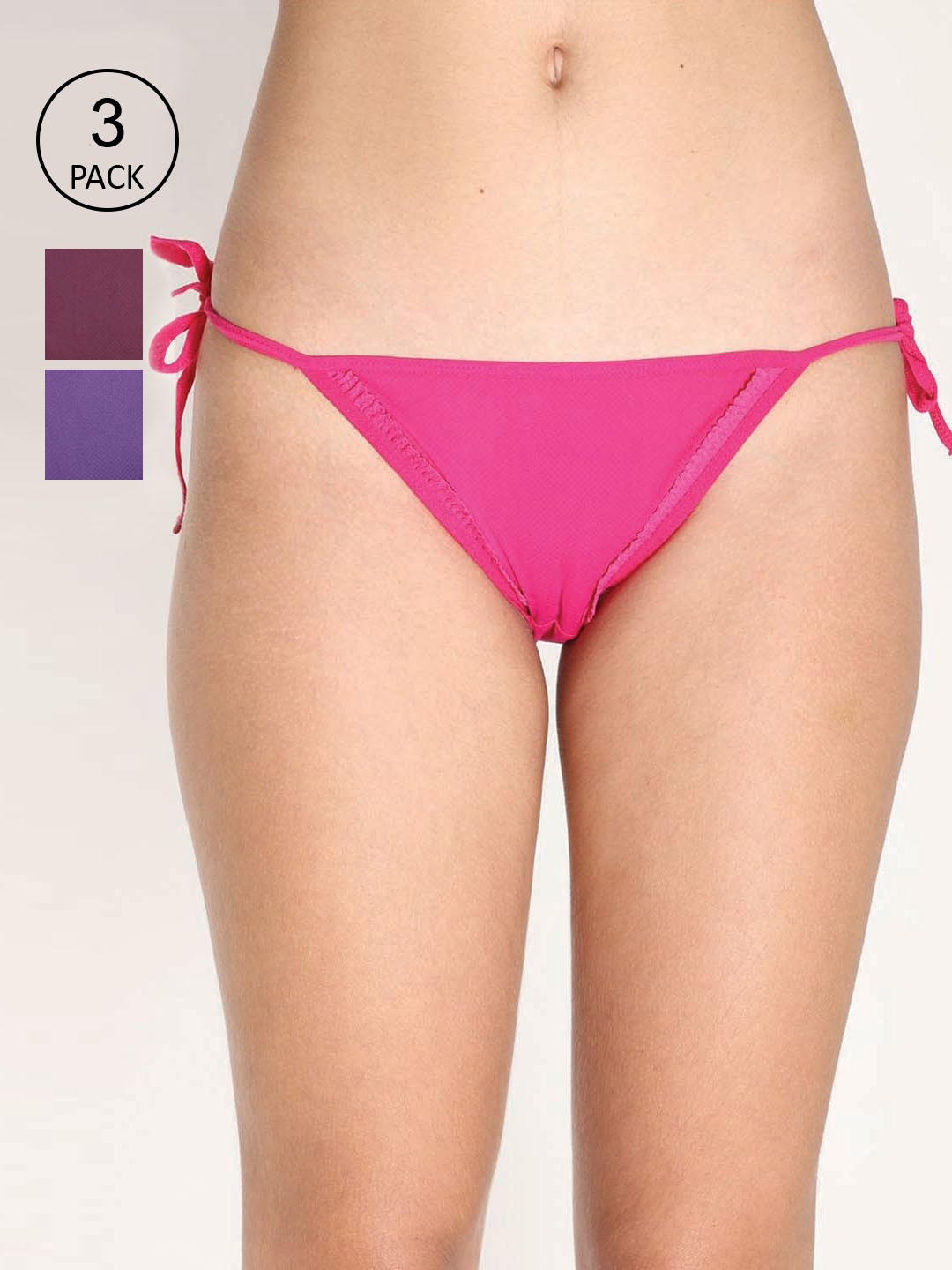 

Reveira Women Pack Of 3 Assorted Bikini Briefs, Pink