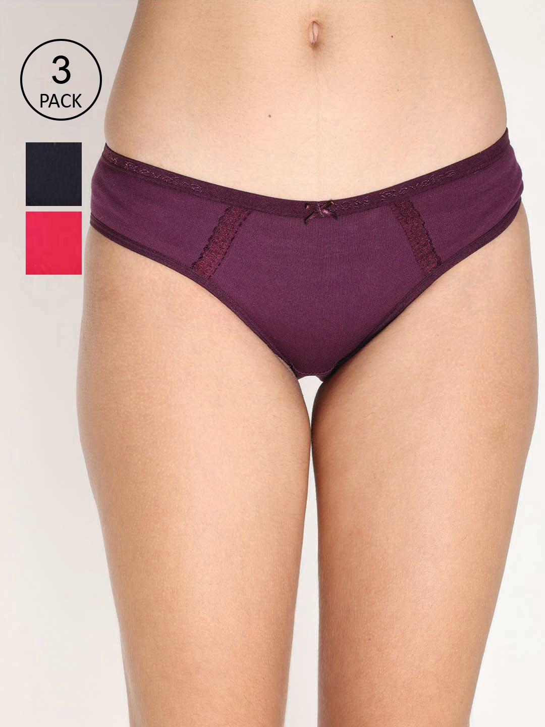 

Reveira Women Pack Of 3 Assorted Basic Briefs, Purple