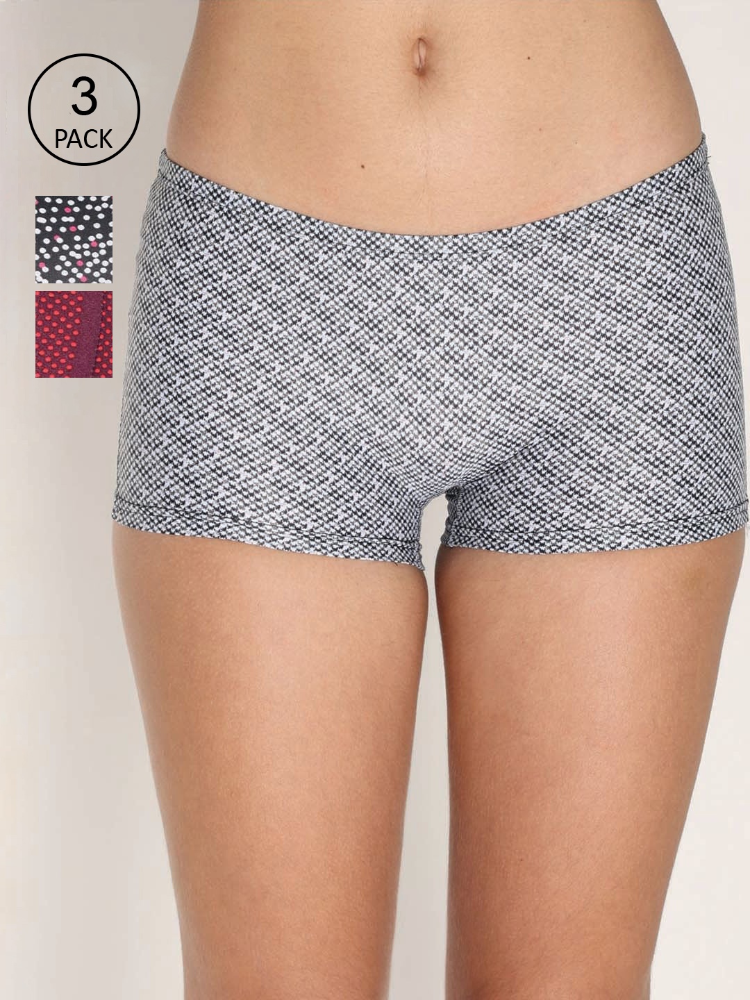 

Reveira Women Assorted Pack Of 3 Printed Boy Shorts