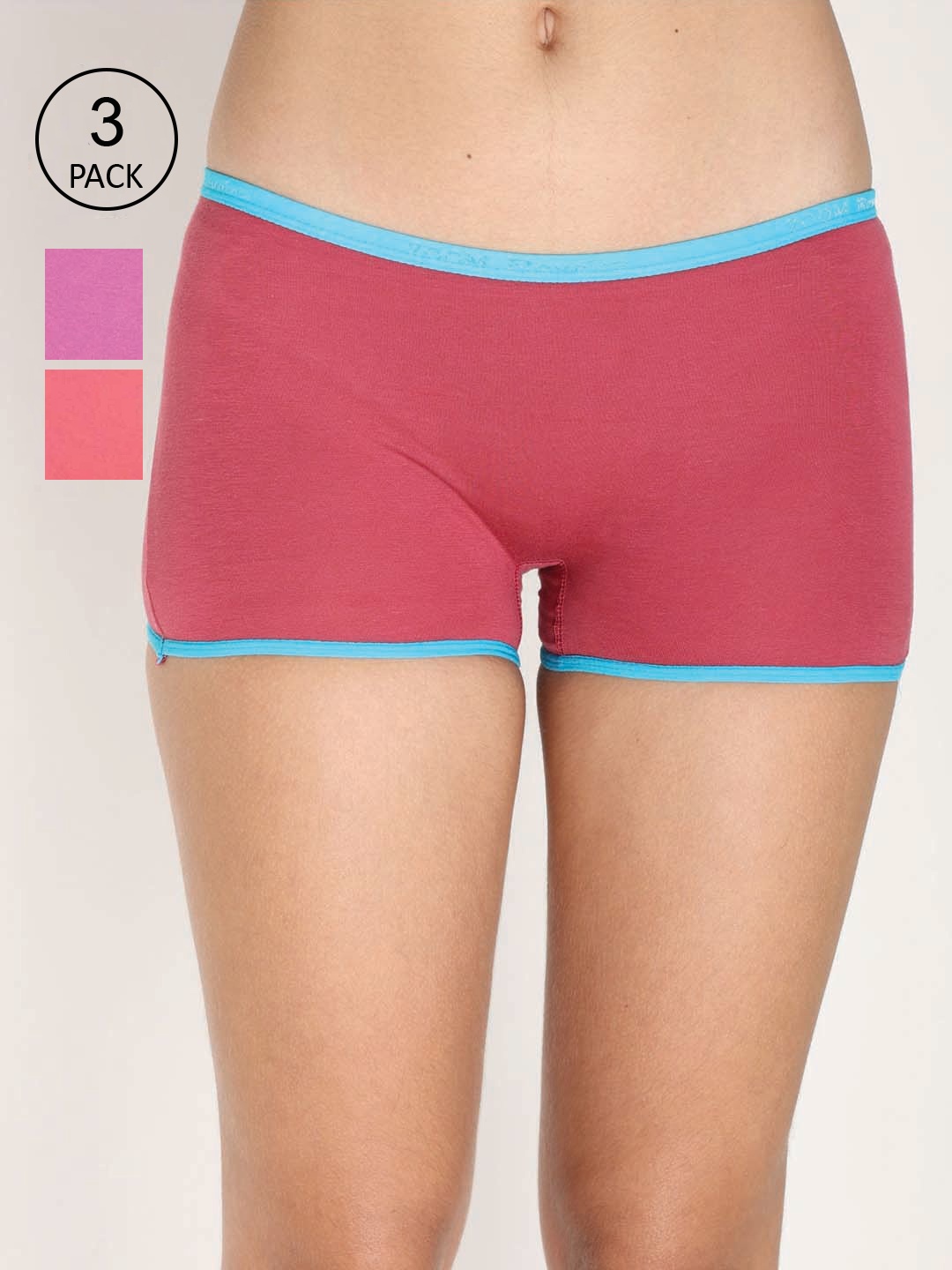 

Reveira Women Assorted Pack Of 3 Solid Boy Shorts, Purple
