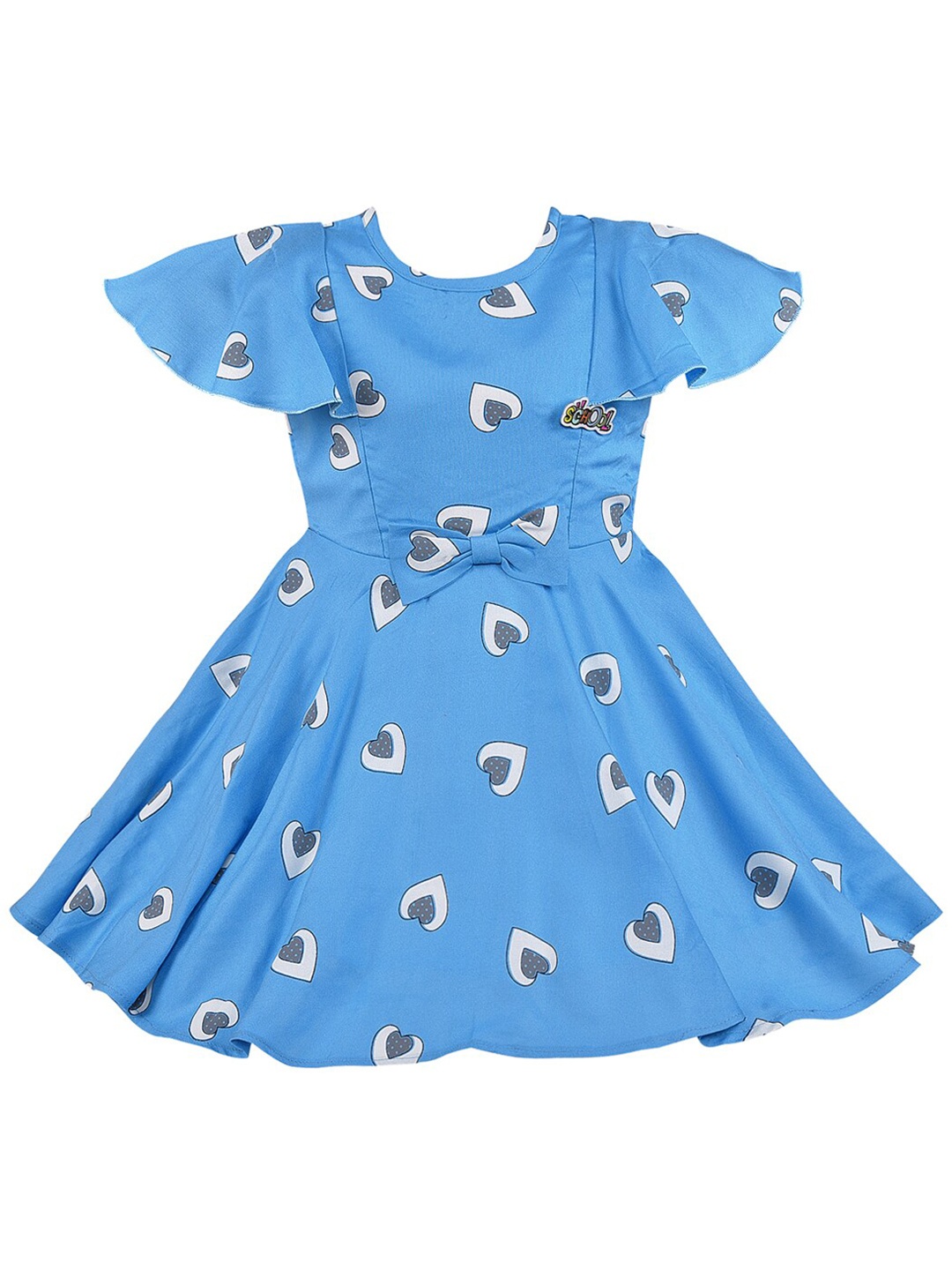 

Wish Karo Girls Blue Printed Dress