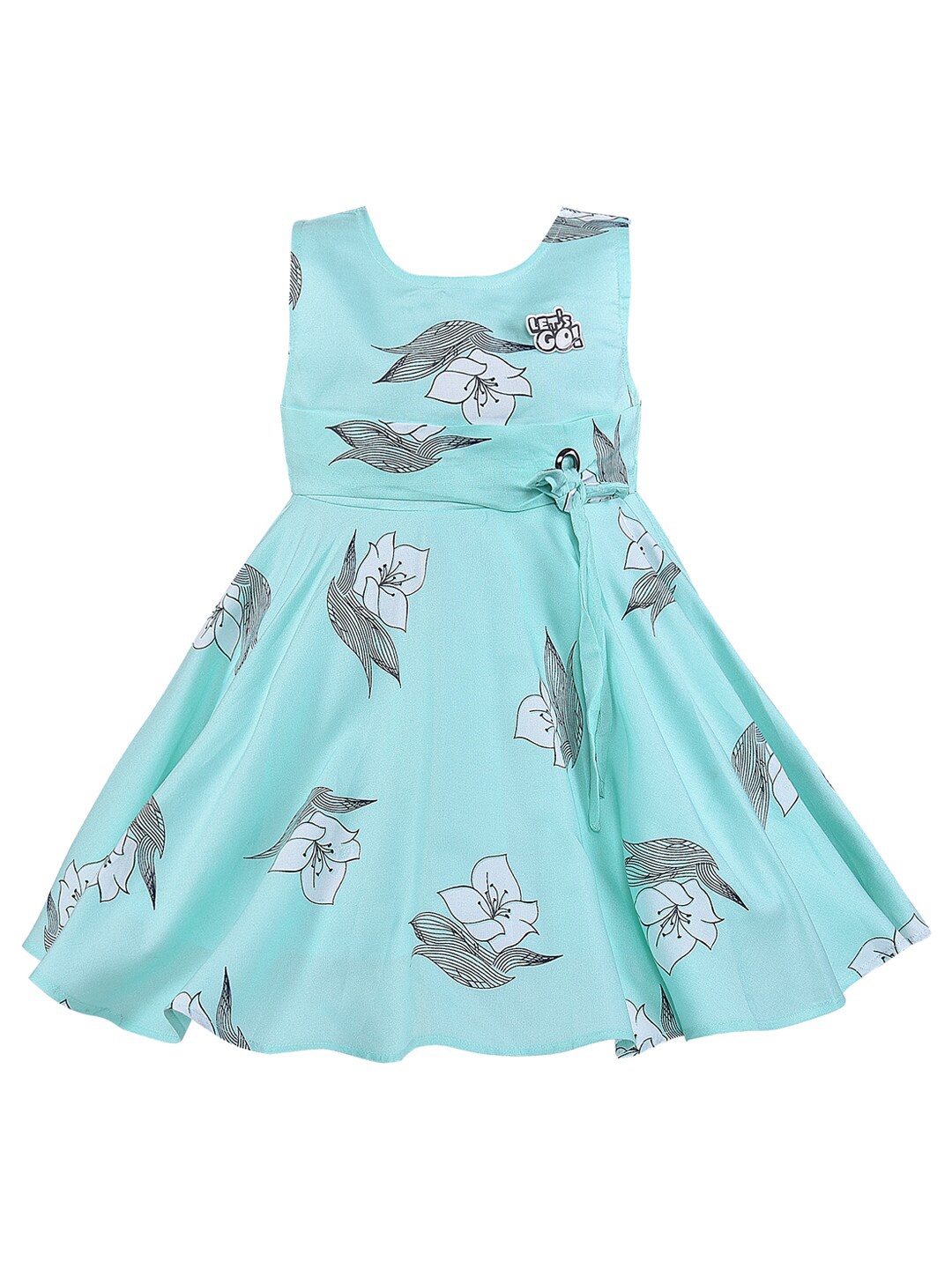 

Wish Karo Girls Sea Green Floral Fit & Flare Dress