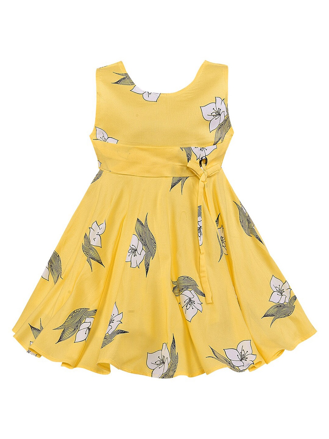 

Wish Karo Girls Yellow Floral Frock Dress