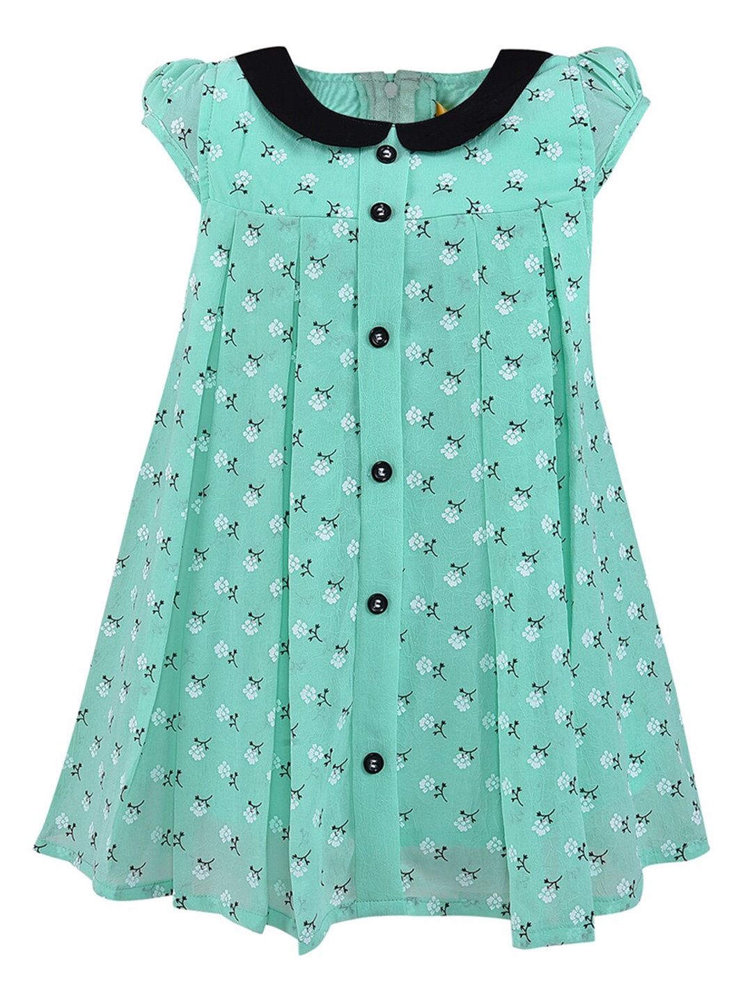 

Wish Karo Sea Green Peter Pan Collar A-Line Dress