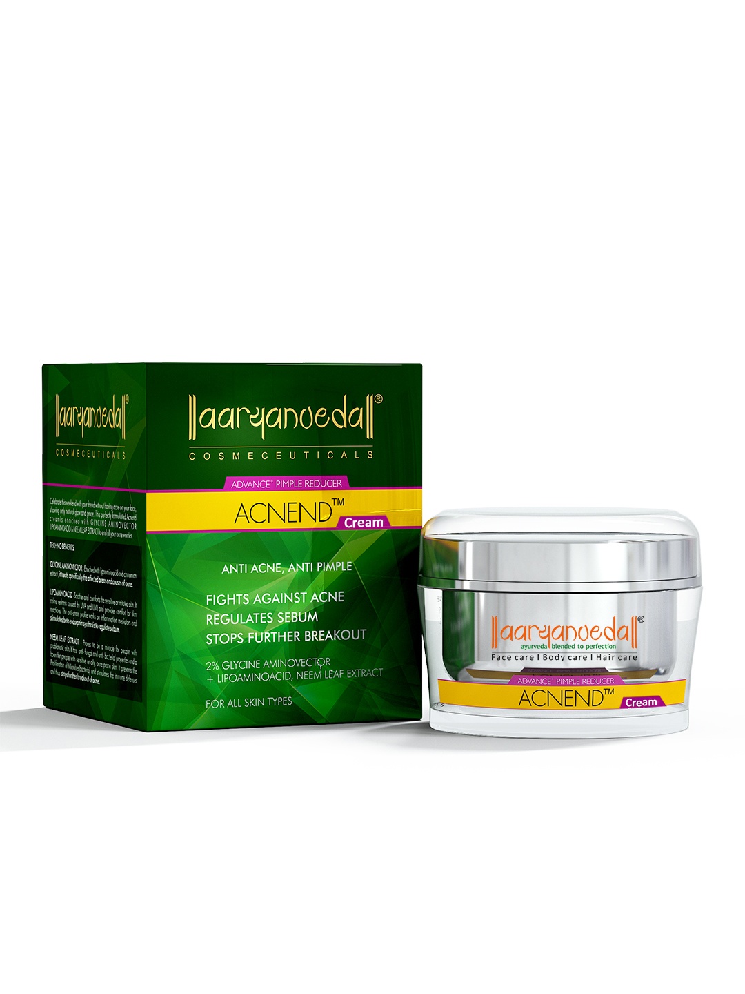 

Aryanveda Acnend Cream Anti Acne Pimple Cream For All Skin Types 50 g, White