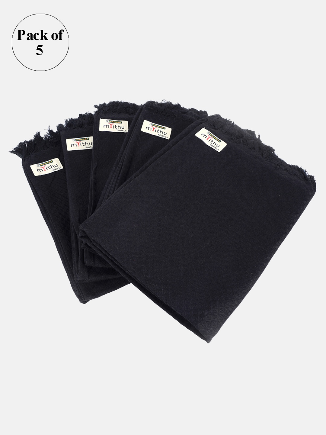 

Ramraj Unisex Pack Of 5 Black Solid Pure Cotton Bath Towel