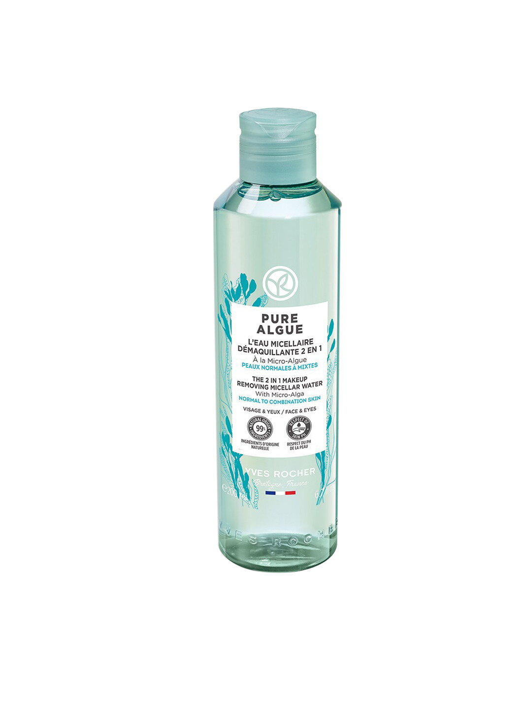 

YVES ROCHER Pure Algue The 2 In 1 Makeup Removing Micellar Water - 200 ml, Blue