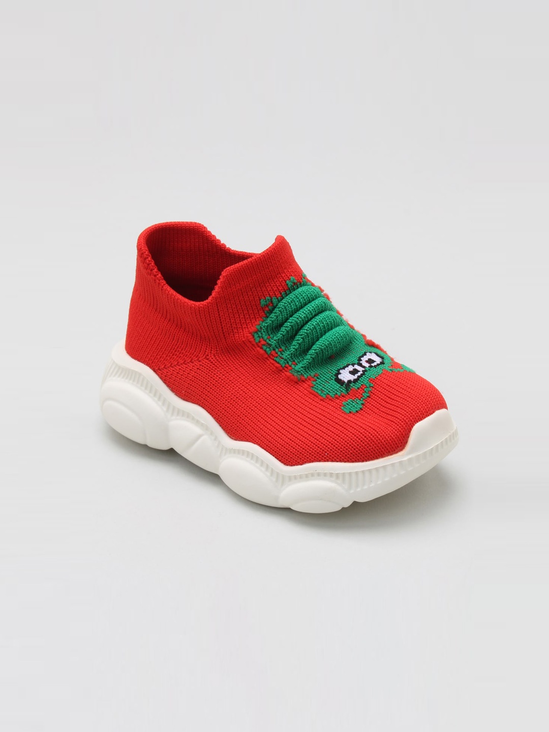

Hopscotch Unisex Kids Red Woven Design Slip-On Sneakers