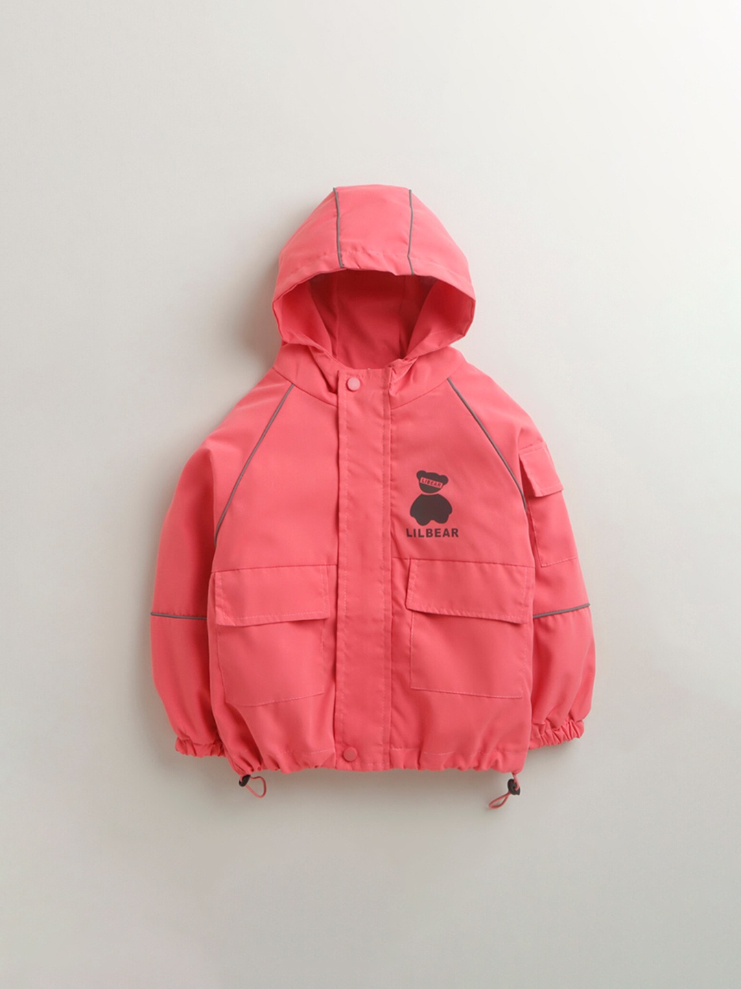 

Hopscotch Girls Pink Crop Padded Jacket with Embroidered