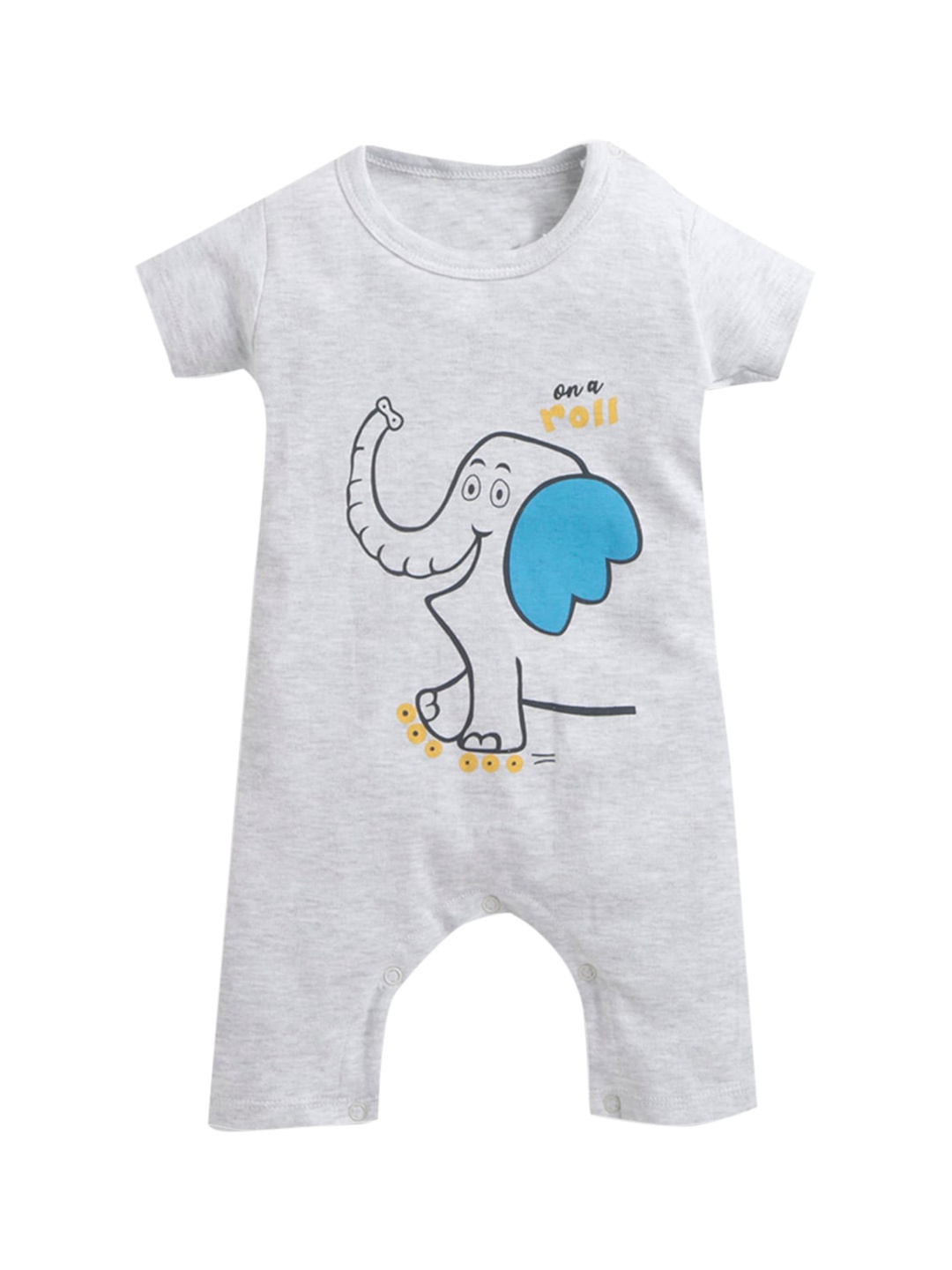 

Hopscotch Infant Grey Animal Printed Cotton Rompers