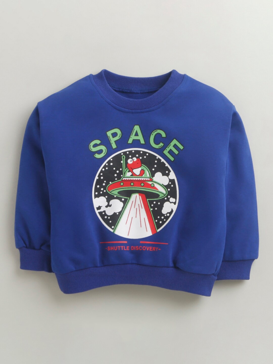 

Hopscotch Boys Blue Printed Cotton Sweatshirt