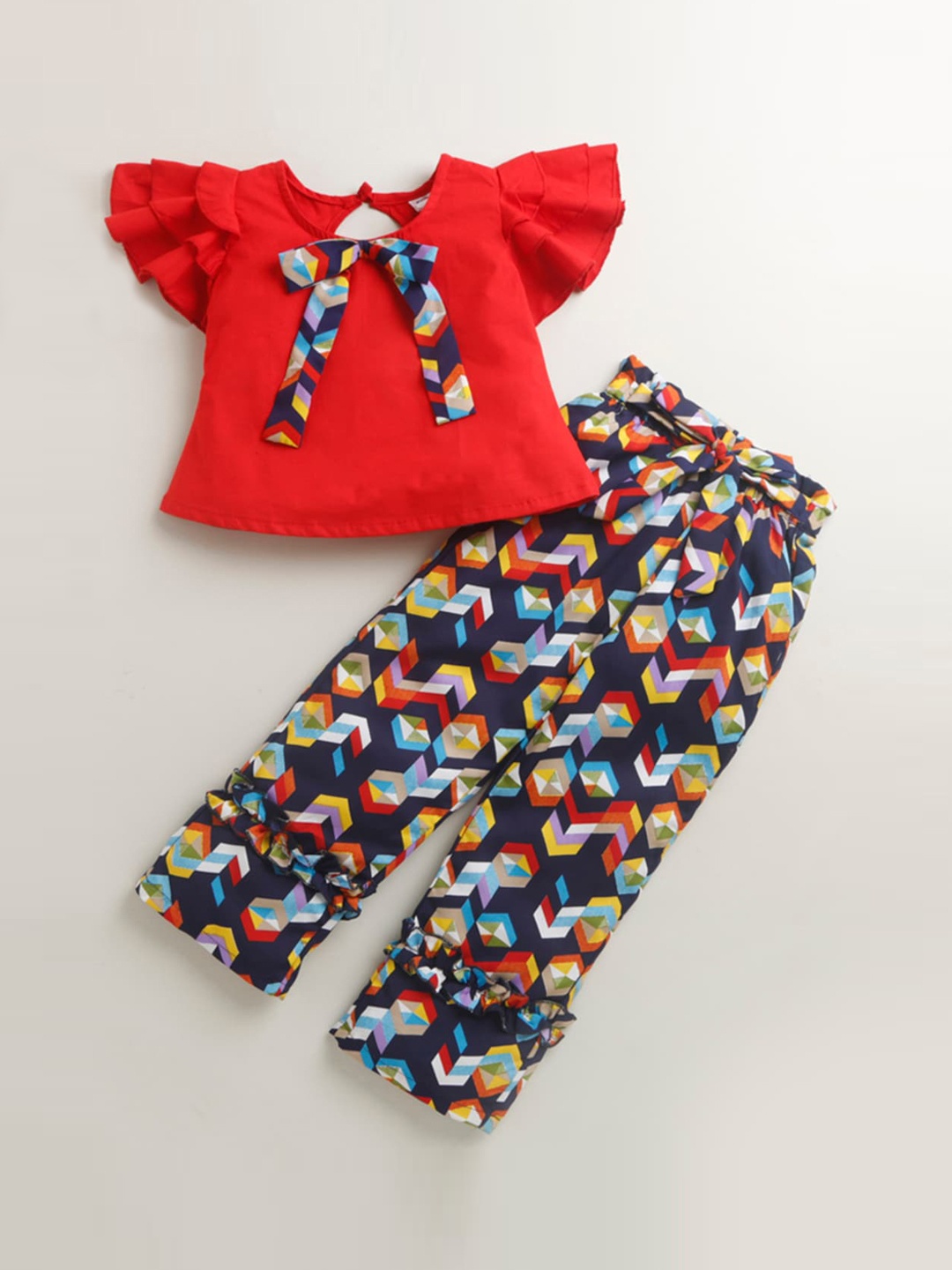 

Hopscotch Girls Red & Navy Blue Top with Palazzos