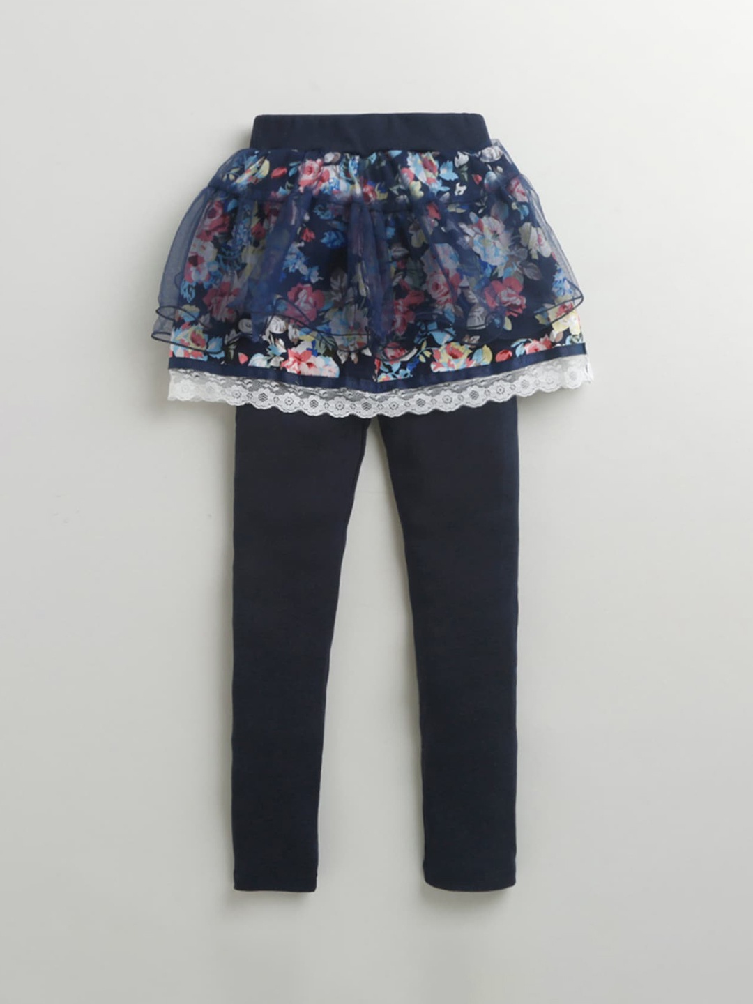 

Hopscotch Girls Blue & White Floral Printed Cotton Leggings