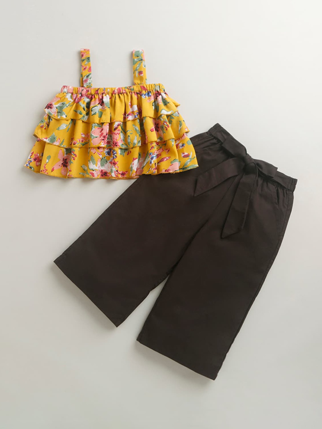 

Hopscotch Girls Mustard & Black Printed Top with Trouser
