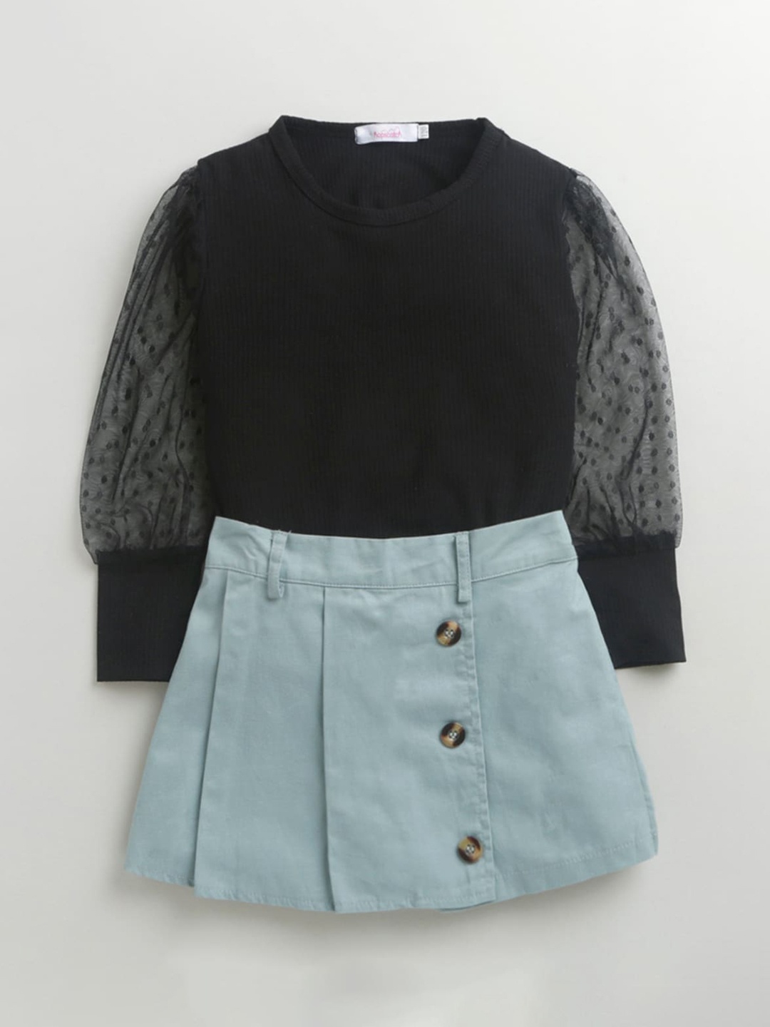 

Hopscotch Girls Black Cotton Clothing Set