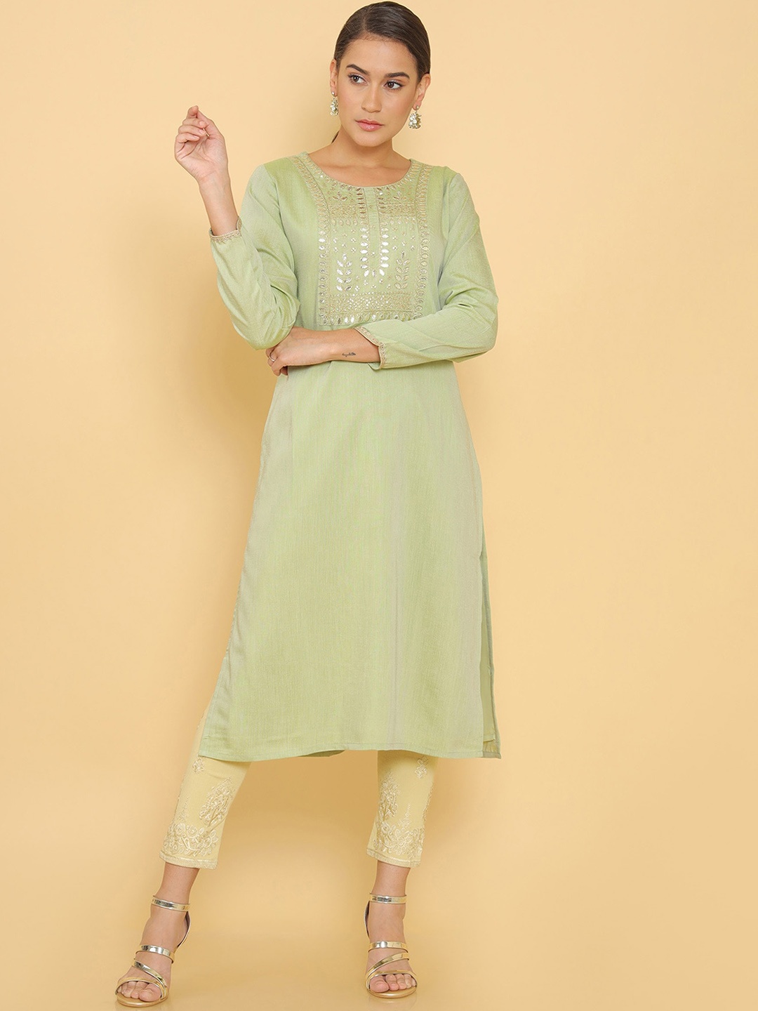 

Soch Women Green Yoke Design Kurta