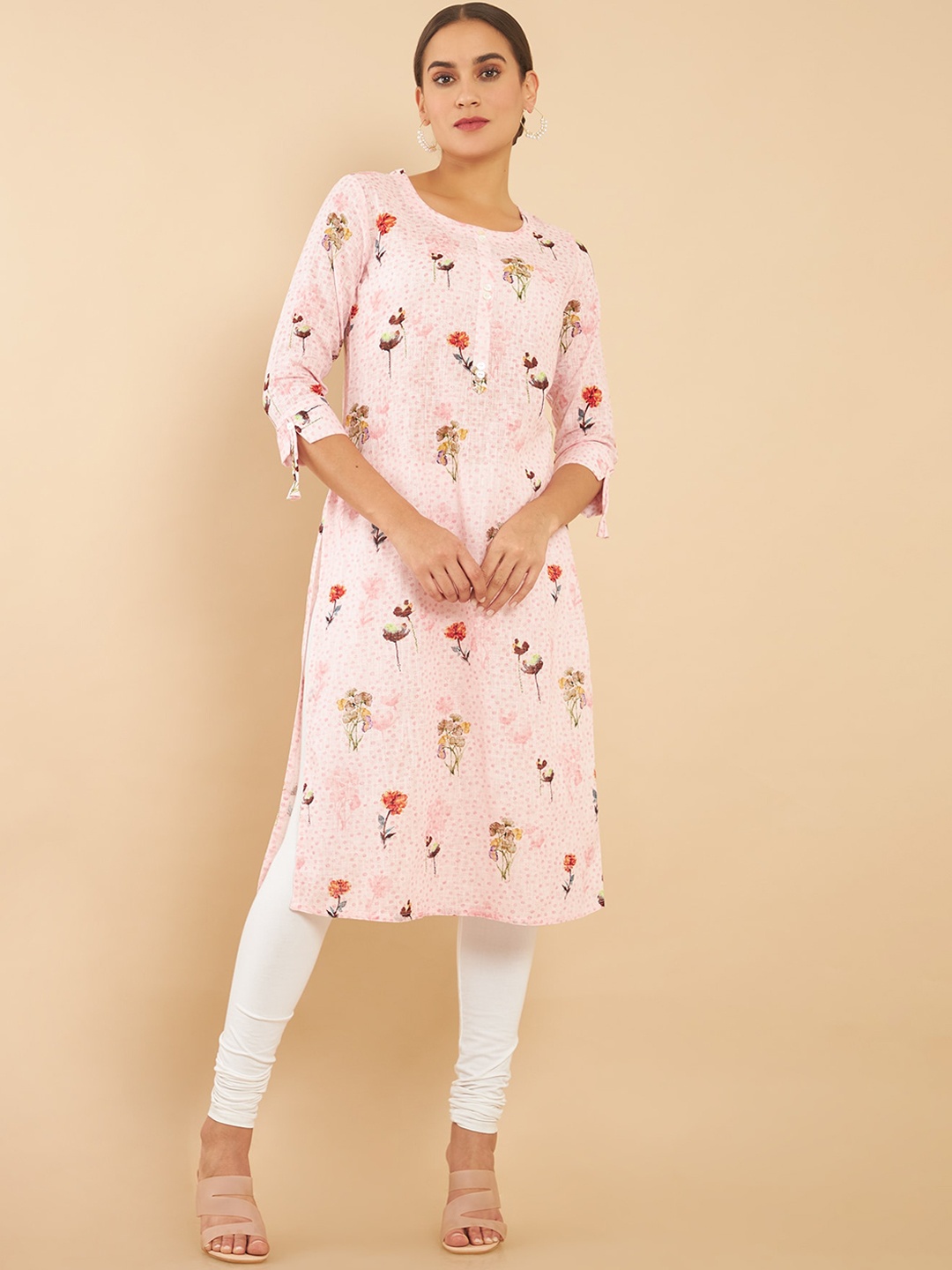 Soch Women Pink Floral Printed Kurta