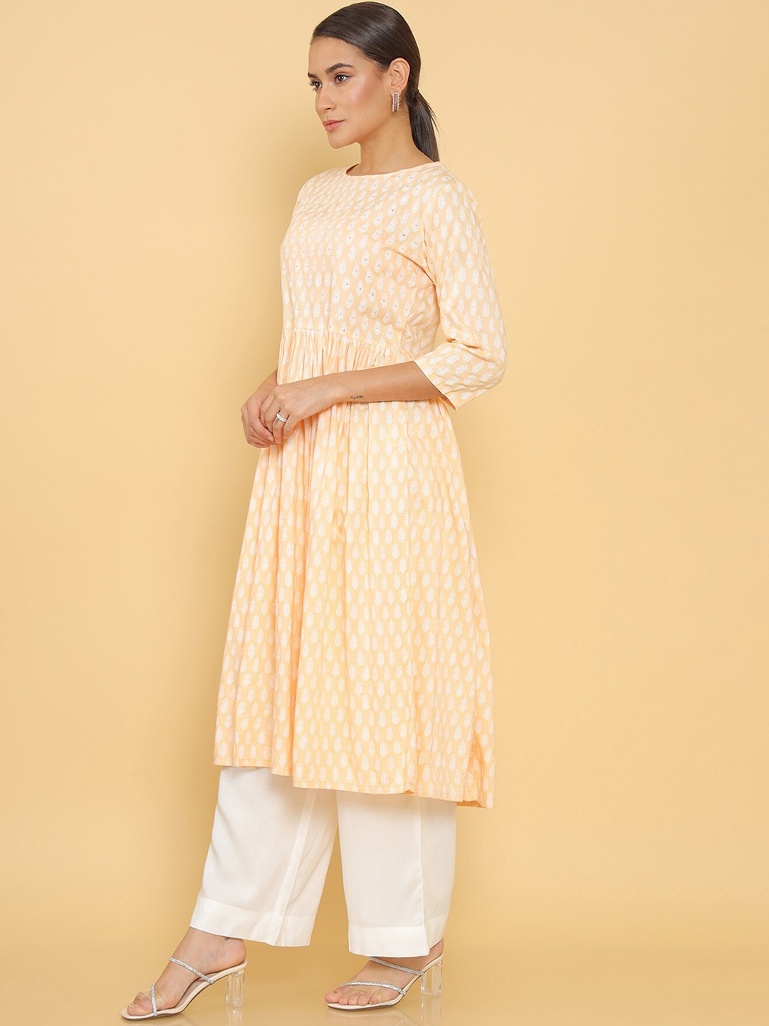 

Soch Women Yellow Damask Motifs Anarkali Kurta