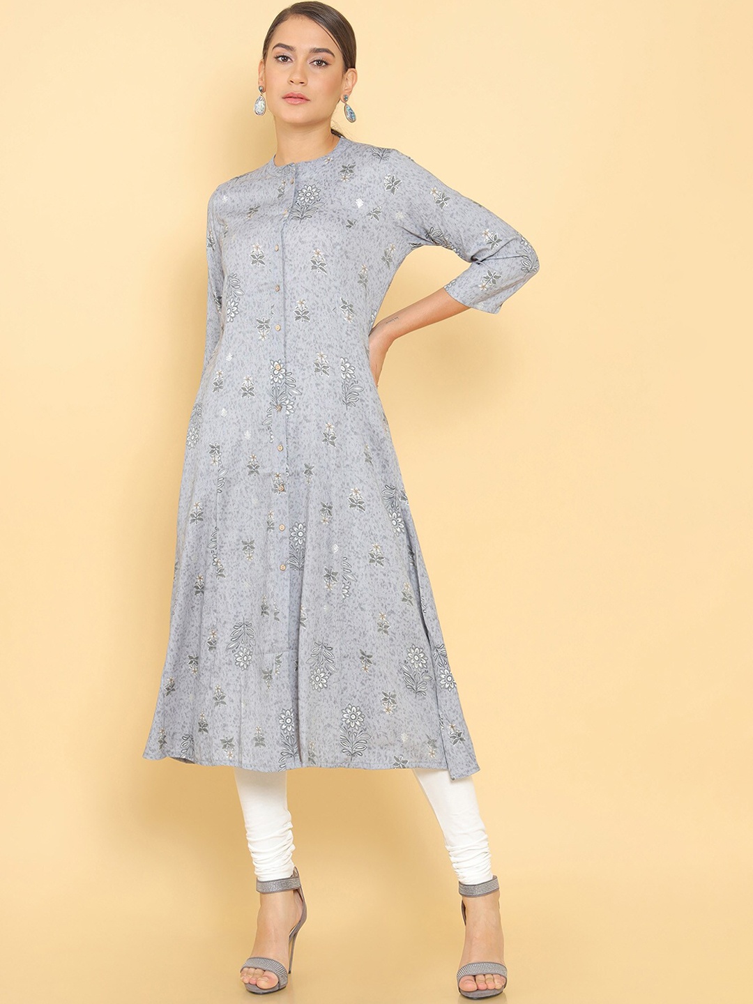 

Soch Women Grey Floral Motifs Print Kurta