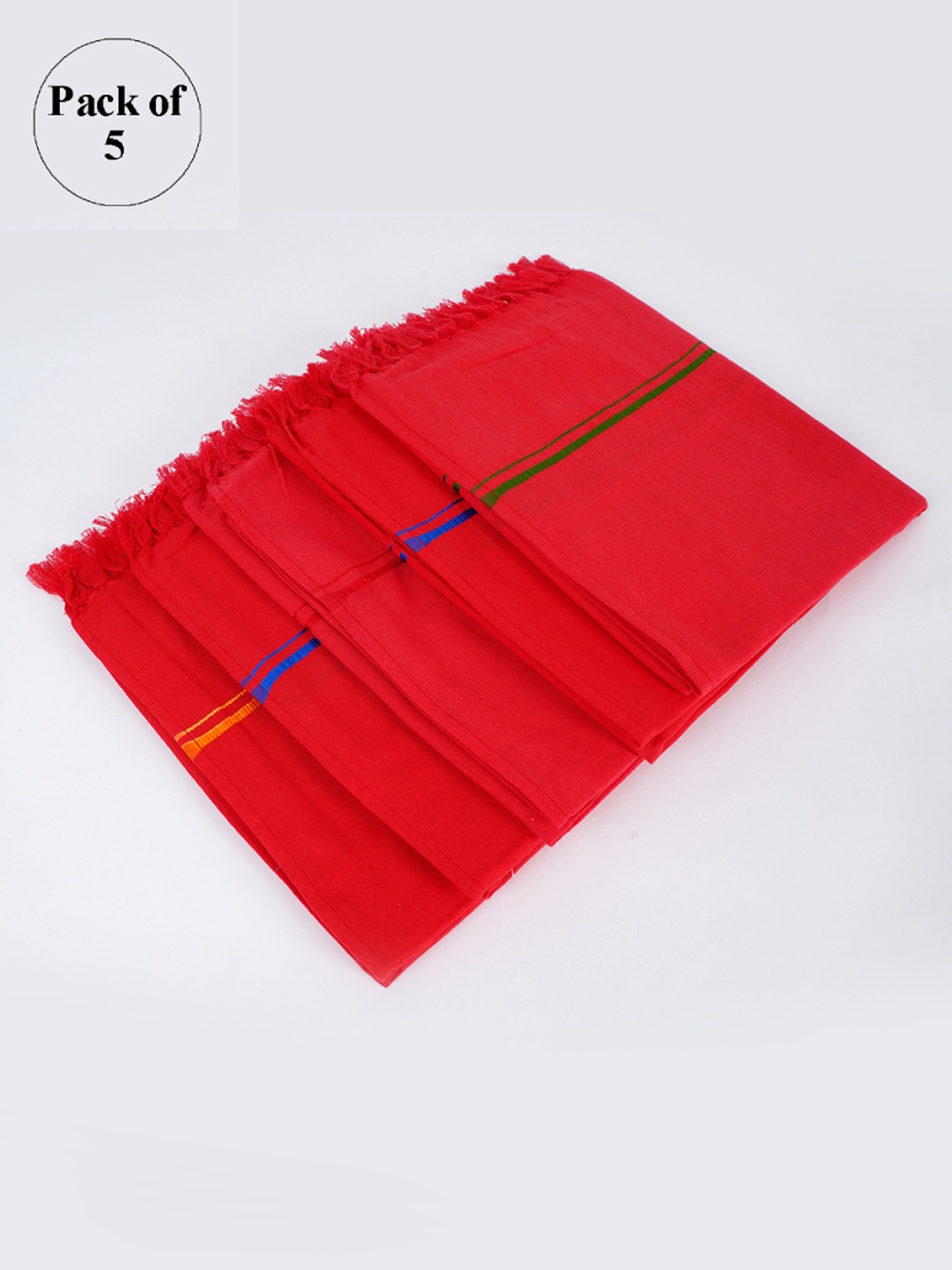 

Ramraj Pack Of 5 Red Solid Pure Cotton Towels
