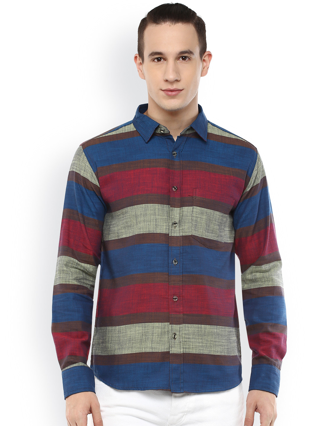 

DENNISON Men Blue Slim Fit Striped Casual Shirt